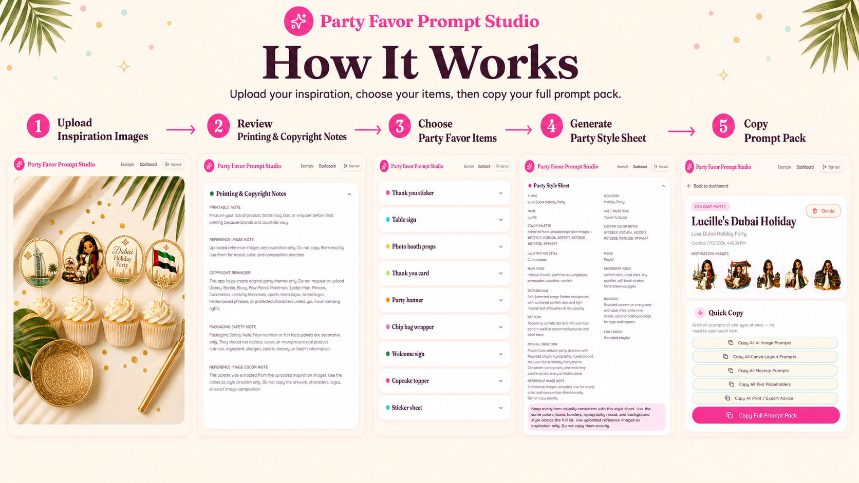 How it works screenshot — form and item selection